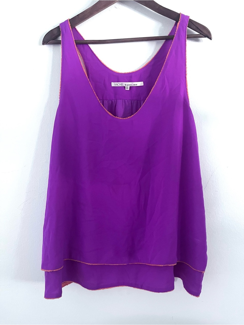 Rachel Rachel Roy Pink & Orange Layered Tank Top w/ Pretty Chenille Trim XL